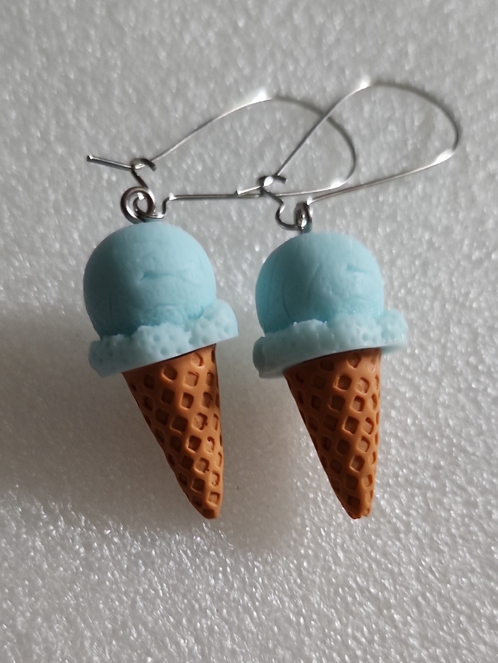 Hand Crafted Blue Ice Cream Cone Earrings